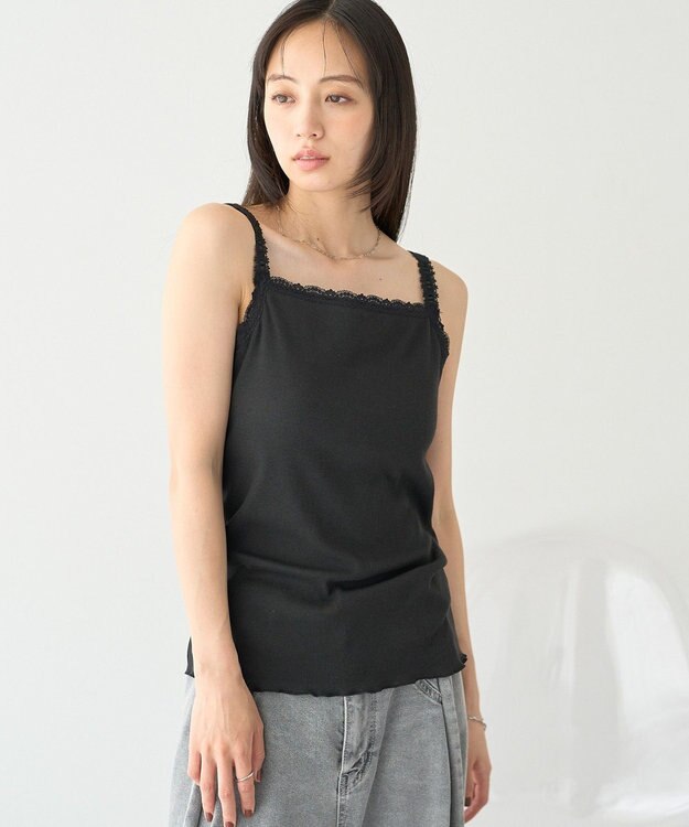 earth music&ecology カップ付レースキャミソール Black