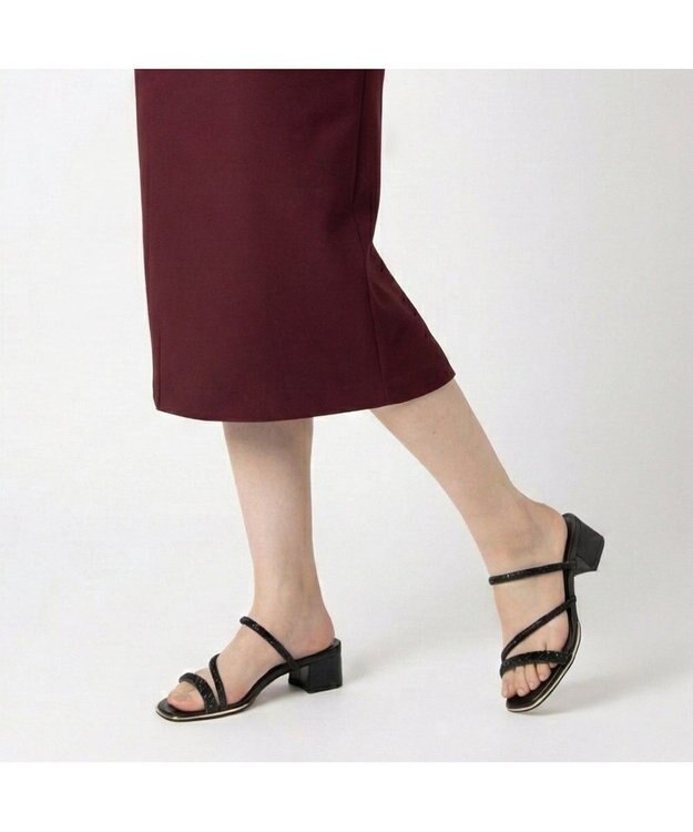 MODE ET JACOMO <MODE ET JACOMO>ラインストーンストラップミュールサンダル ブラック