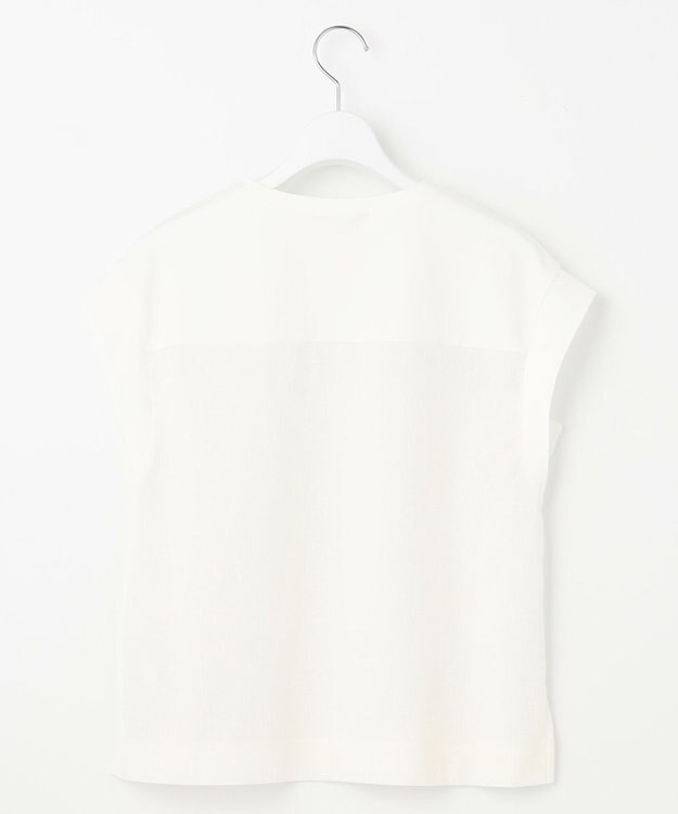 自由区 L 【カタログ掲載・洗える】リネンサッカーコンビブロッキング カットソー オフホワイト