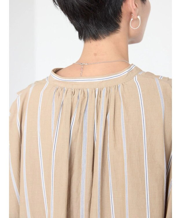 AMERICAN HOLIC イージーケア＋接触冷感丈違い強撚ワッシャーワンピース Stripe Beige