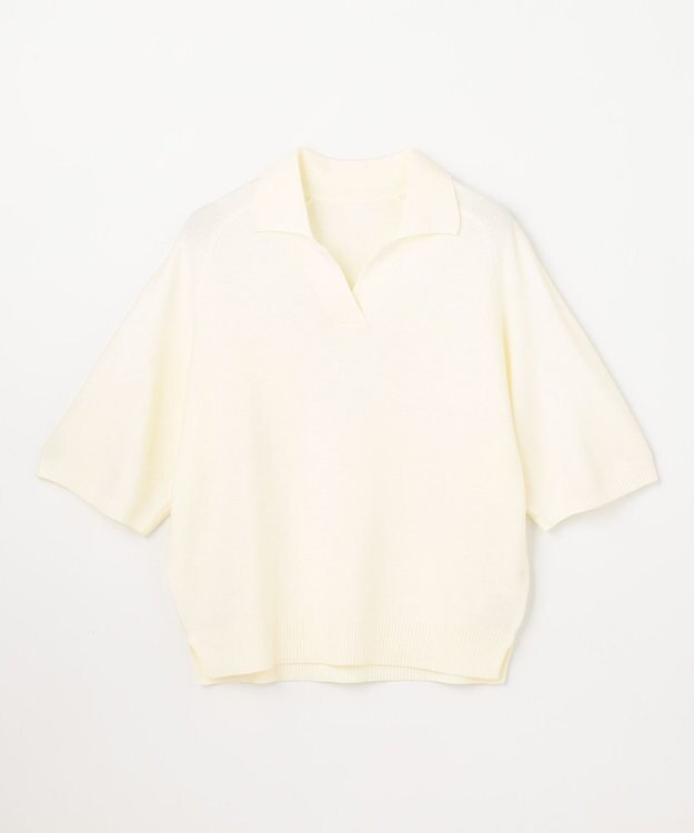 ANY L アクリルガーターポロ衿ニット エクリュ