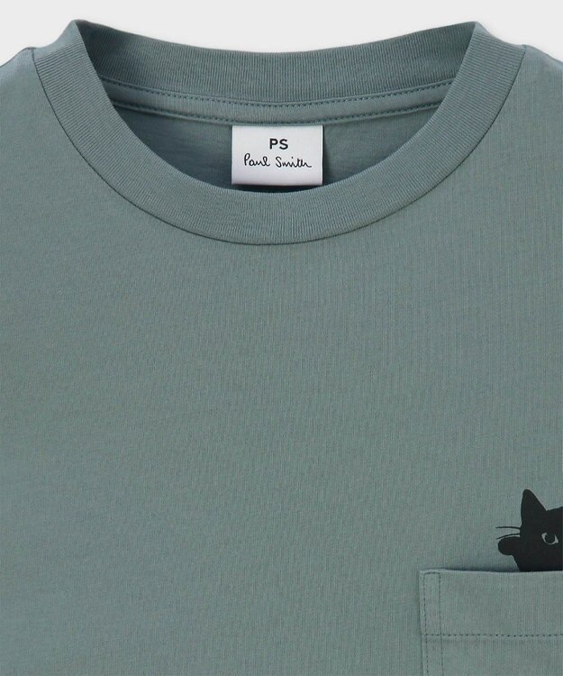Paul Smith キャット プリント 長袖Tシャツ グレイッシュブルー