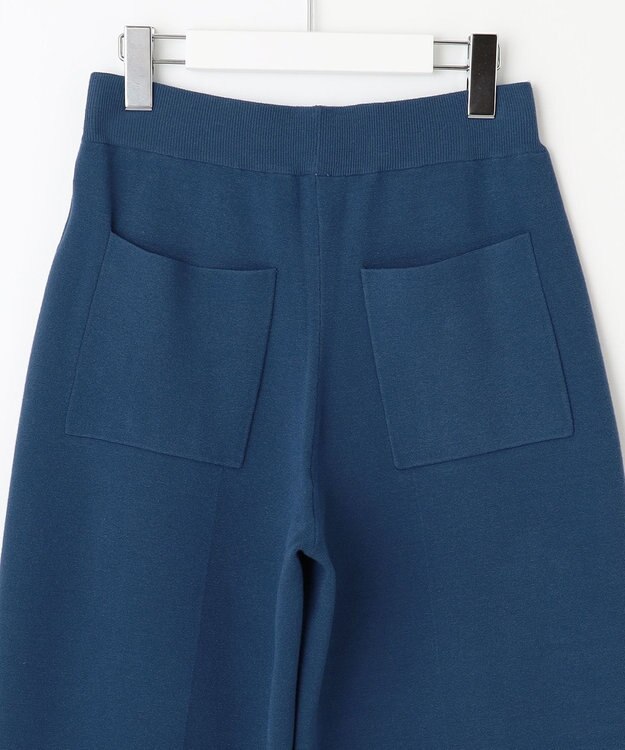 自由区 S 【セットアップ対応・洗える】レーヨンストレッチニットワイド パンツ リッツブルー系