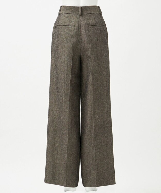 23区 【GOLD LABEL】ウールリネンツイル ワイドパンツ ダークブラウン系