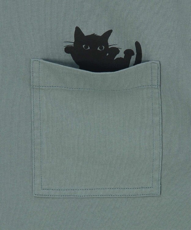 Paul Smith キャット プリント 長袖Tシャツ グレイッシュブルー
