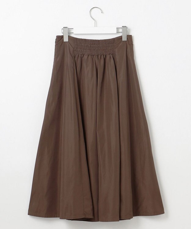 Feroux 【洗える】タフタフレア スカート ダークブラウン系