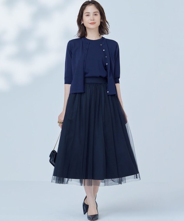 組曲 L 【WEB限定・2SET】シャイニーラメニット×チュールスカート ローズ系