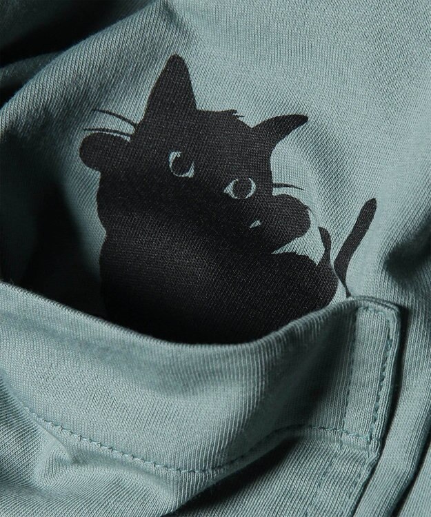 Paul Smith キャット プリント 長袖Tシャツ グレイッシュブルー