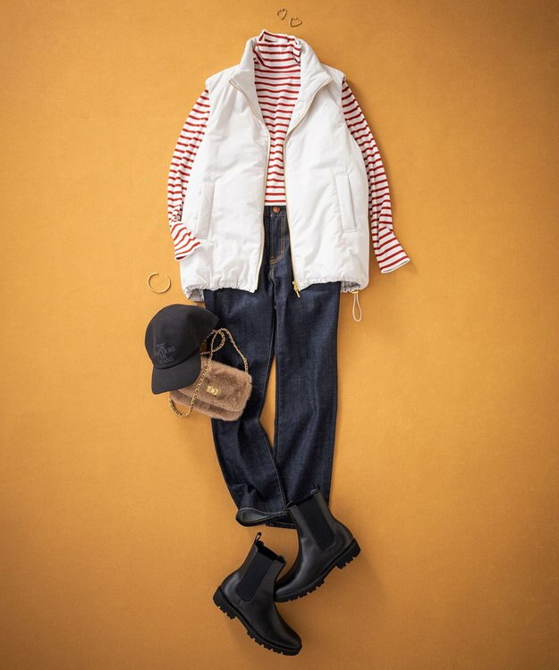 23区 オーガニックコットンリブ カットソー レッドボーダー