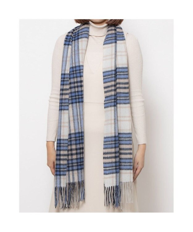 UNBILLION カシュネ cache nez / ウールチェックストール ブルー