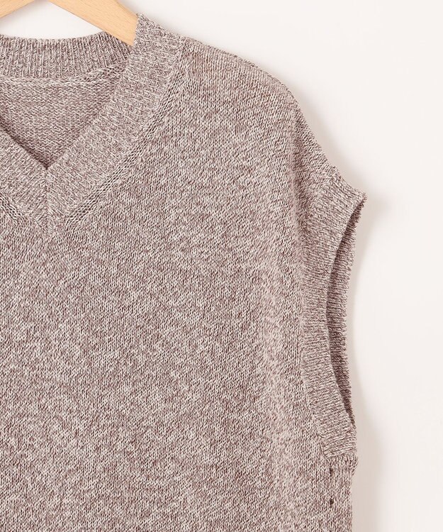 組曲 L 【WEB限定・前後着用可】コットンポリエステル杢プルオーバー ニット ブラウン系