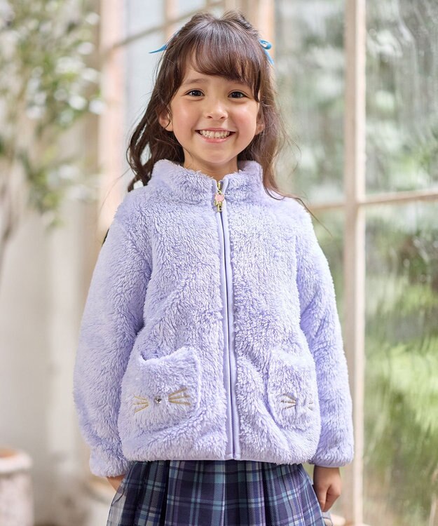 ANY KIDS 【ドッキング可能】ネコボアブルゾン ラベンダー