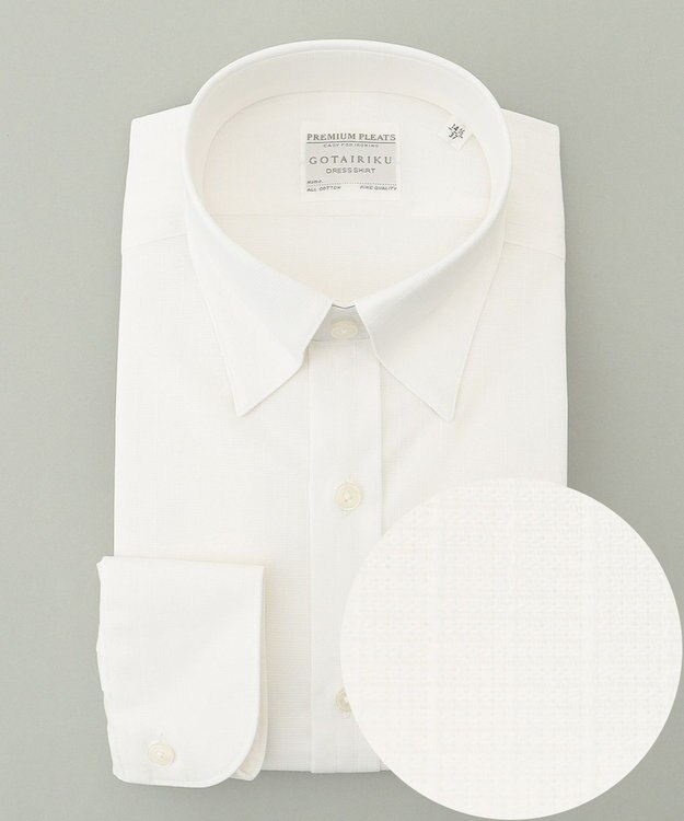 GOTAIRIKU 春夏向け【形態安定】SUMMERPREMIUMPLEATS_スナップダウン 長袖ドレスシャツ ホワイト系1