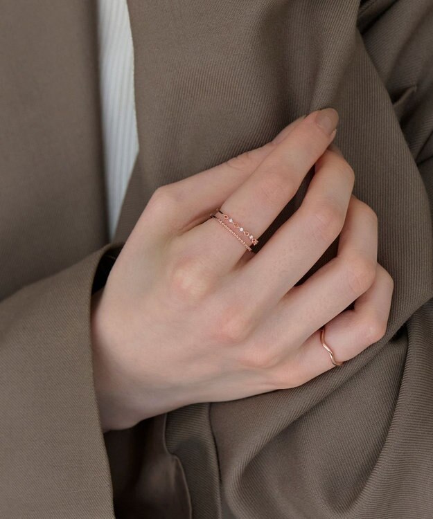 Phoebe フェミニンプレイスドビジューセットリング　ローズゴールド ローズゴールド