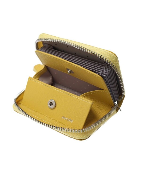 UNBILLION ペルケ perche / ドット刺繍ジャバラチャームウォレットショルダー イエロー