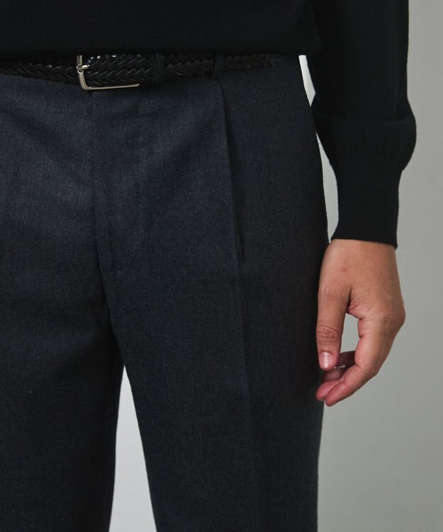 GOTAIRIKU 【保温性/ストレッチ/シワになりにくい】サキソニーストレッチパンツ（１タック） グレー系