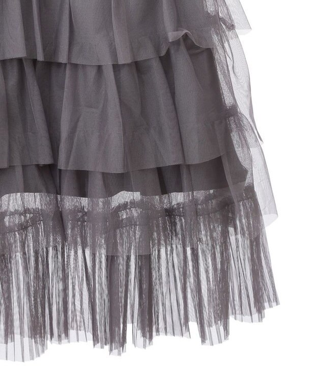 Green Parks ２ｗａｙチュールティアードフリルスカート（ペチ付き） Gray