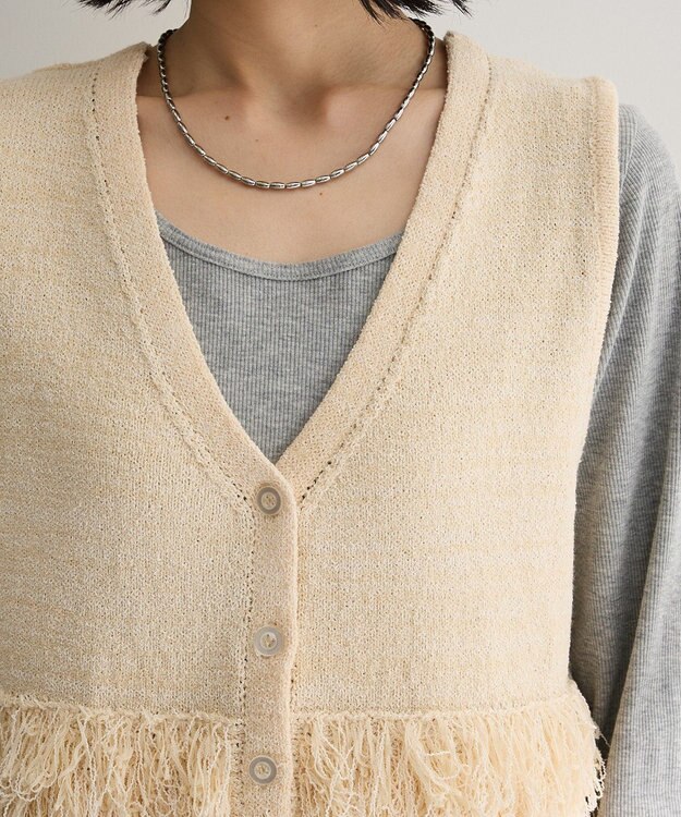 Green Parks ブークレループニットベスト Ecru