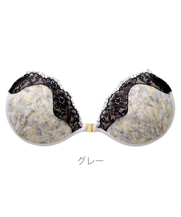 BRADELIS New York 【NuBra / ボリュームアップ】パテッドヌーブラ フローラ ストラップレスで肩こり軽減 グレー