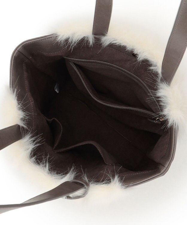 23区 ファーコンビ トートバッグ アイボリー系