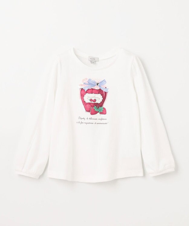 ANY KIDS 【チェリーベリーシリーズ】フルーツジャム 長袖 Tシャツ オフホワイト×イチゴジャム