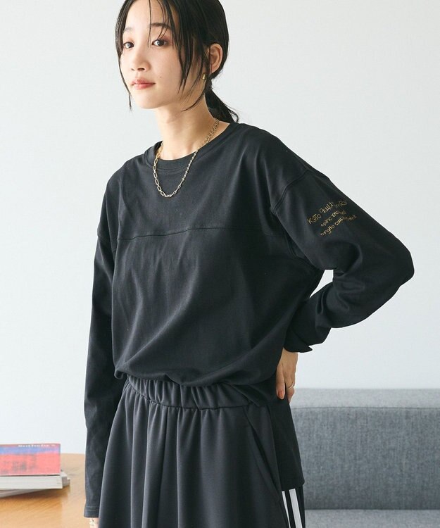 CRAFT STANDARD BOUTIQUE ワンポイント刺繍長袖チュニック Black