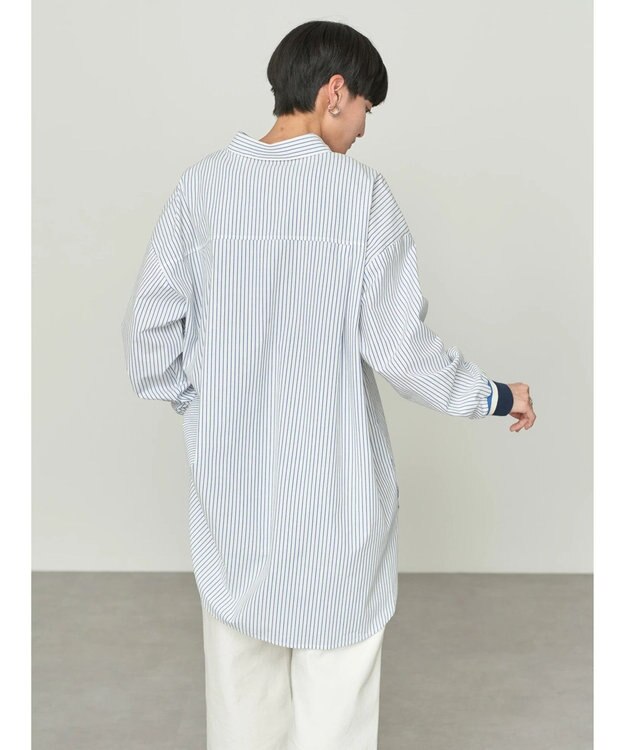 AMERICAN HOLIC リブラインシャツチュニック Stripe Sax