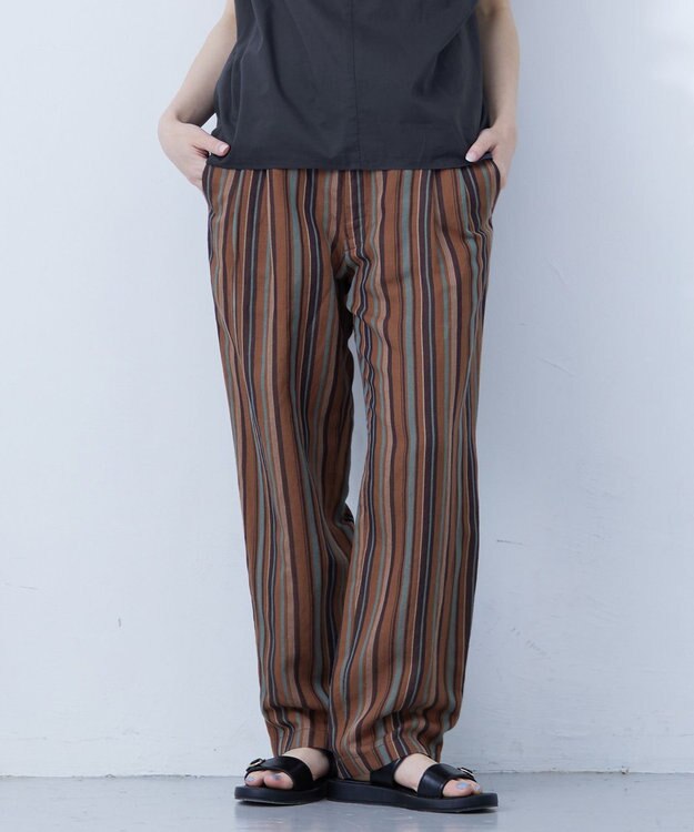 J.PRESS YORK STREET 【UNISEX】ツイルストライプ パンツ ブラウン系1