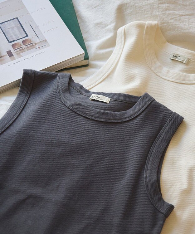 earth music&ecology リブタンクトップ Charcoal Gray