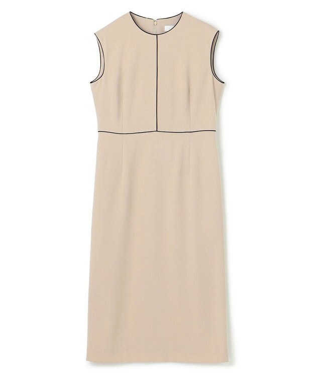 BEIGE， 【洗える・L-size】CINDY / クルーネックドレス Sheer Orange × White