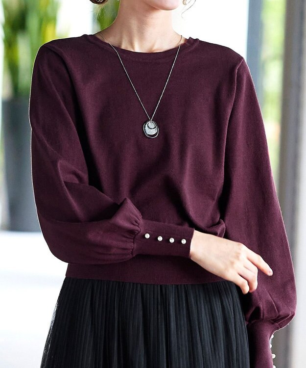 Tiaclasse 【洗える】2WAYパール釦カーディガン ワイン