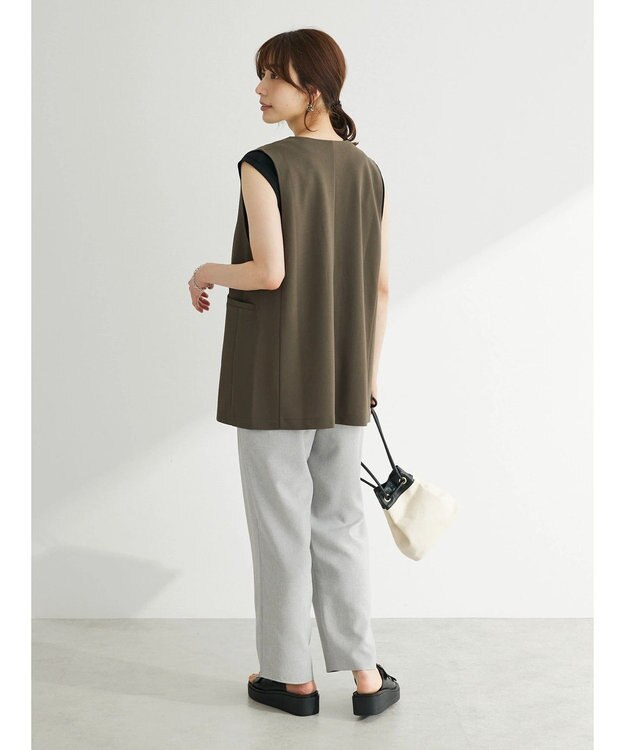 Green Parks 着流しカットジョーゼットジレ Khaki