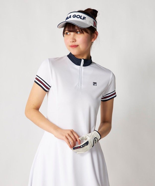FILA GOLF／marie claire 【FILA GOLF】ハーフジッププリーツワンピース ホワイト