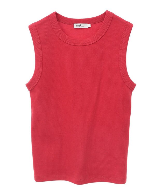 earth music&ecology リブタンクトップ Red