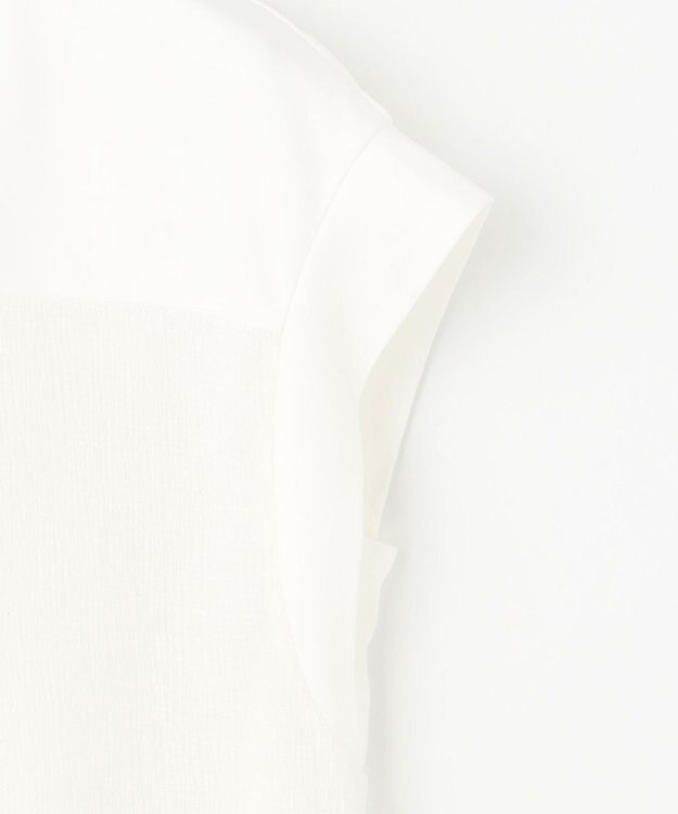 自由区 L 【カタログ掲載・洗える】リネンサッカーコンビブロッキング カットソー オフホワイト