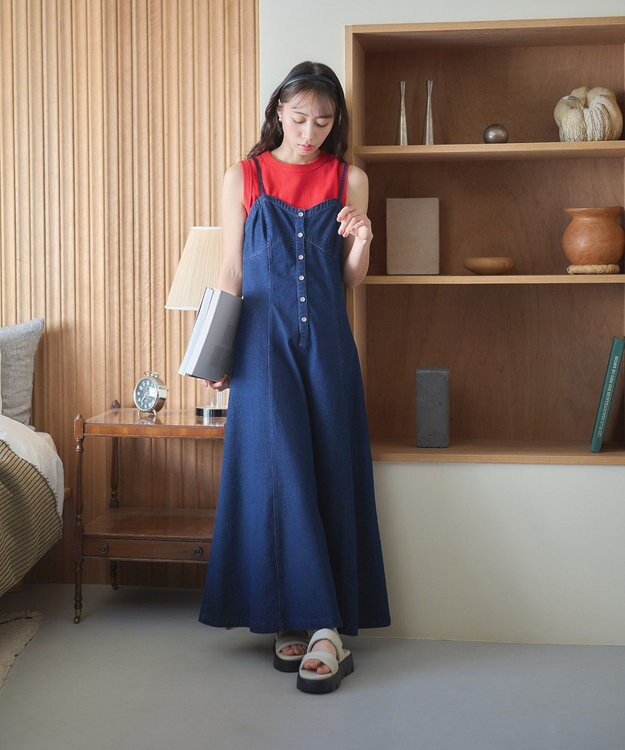 earth music&ecology リブタンクトップ Red