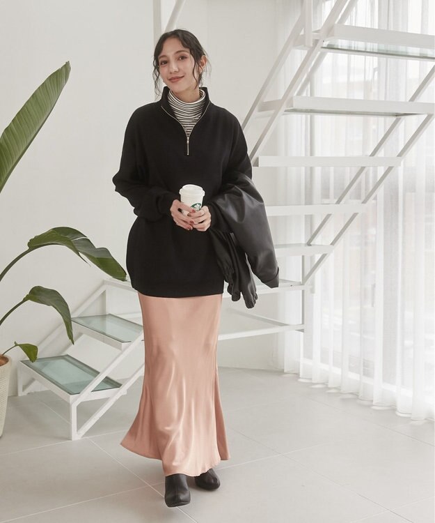 WEGO 【ユニセックス着用ITEM】ミラノリブハーフジッププルオーバー ブラック