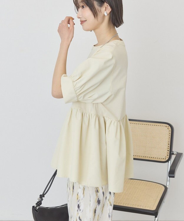 AMERICAN HOLIC 【先行予約】【WEB限定】異素材切替ペプラムプルオーバー Light Beige