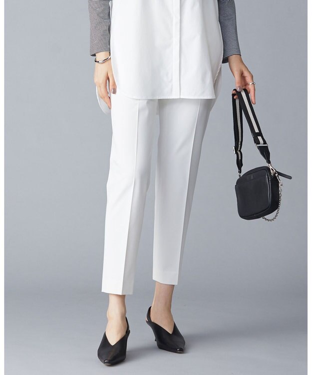 ICB 【洗える】T/Rドライギャバ スティックパンツ アイボリー系