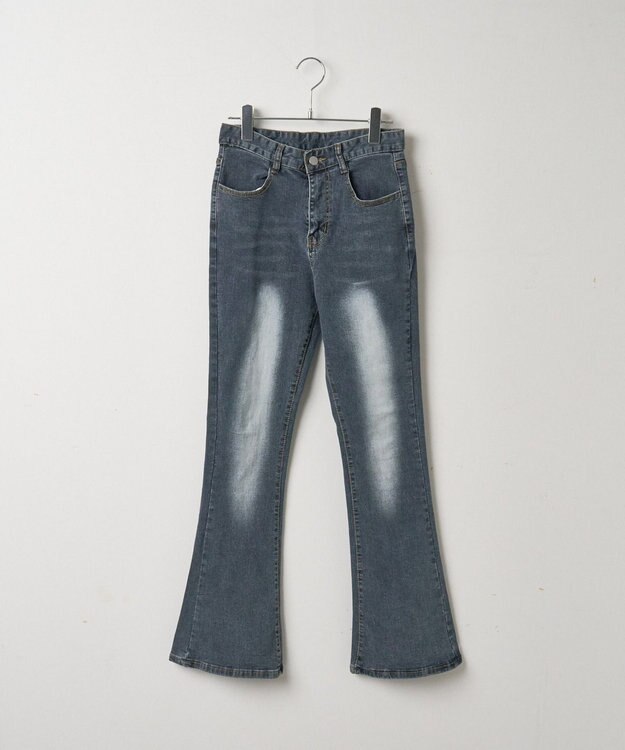 WEGO ストレッチフレアデニムパンツ デニム中濃色