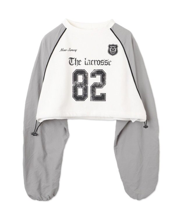 WEGO ナイロンスリーブナンバリングスウェット ホワイト