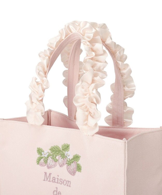 Maison de FLEUR いちごフリルハンドルスクエアトートバッグ Pink