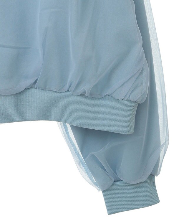 Green Parks 箔プリントチュール重ねプルオーバー Sax