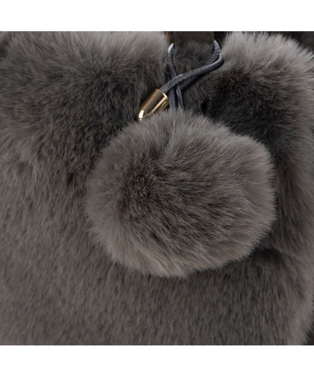 UNBILLION カシュカシュ cachecache / ポンポン付きエコファーラウンド型トートバッグ GY