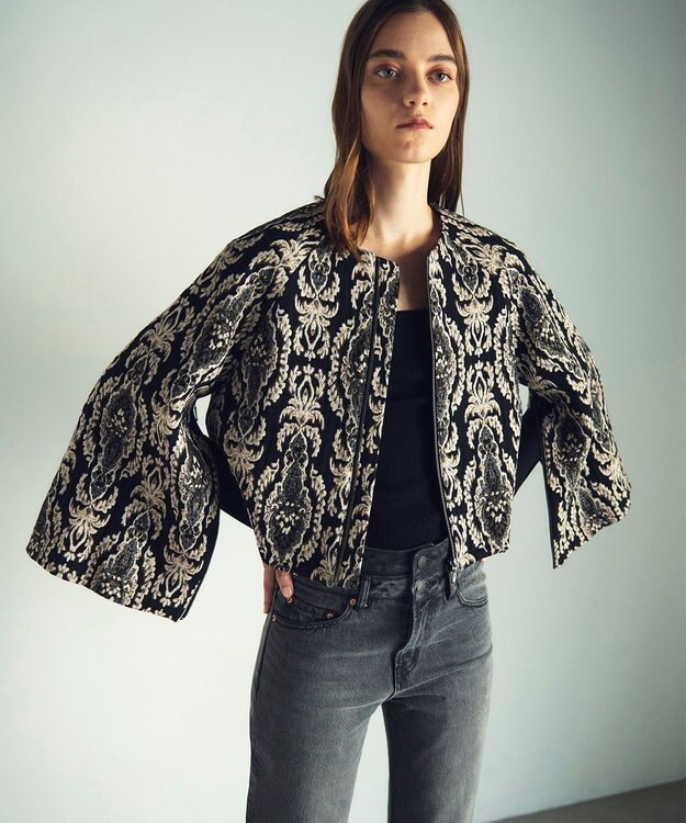 GRACE CONTINENTAL オーナメントジャガードジャケット ブラック