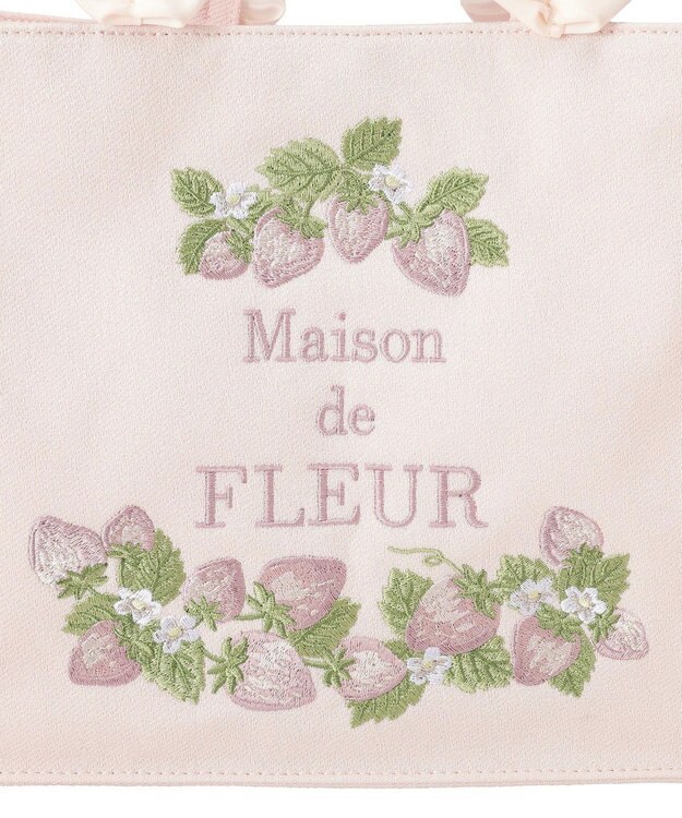 Maison de FLEUR いちごフリルハンドルスクエアトートバッグ Pink