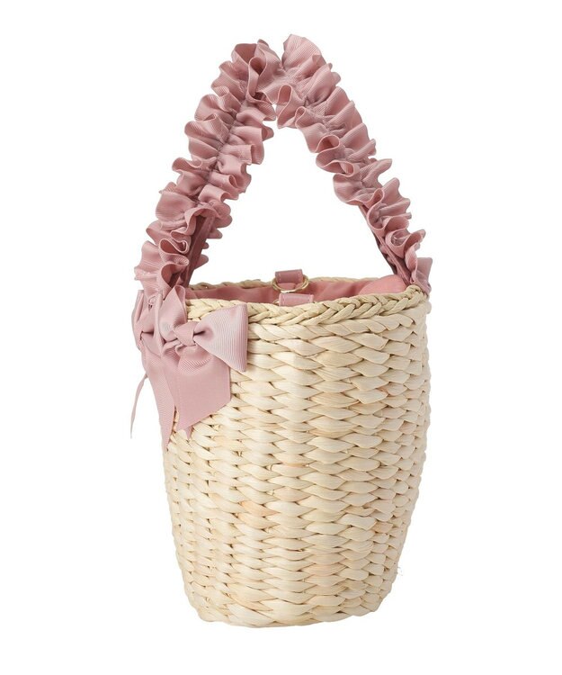 Maison de FLEUR 【2Way】フリルハンドルメイズリボン2Wayカゴバッグ Pink