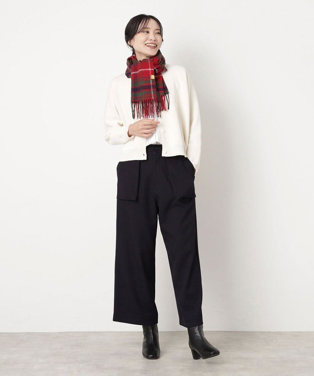 MOONBAT WEB限定【洗える】ミエル (miel) カシミヤ100％ チェックマフラー レッド