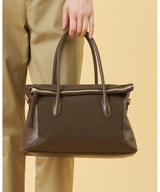 J.PRESS LADIES スエードコンビ トートバッグ ダークブラウン系