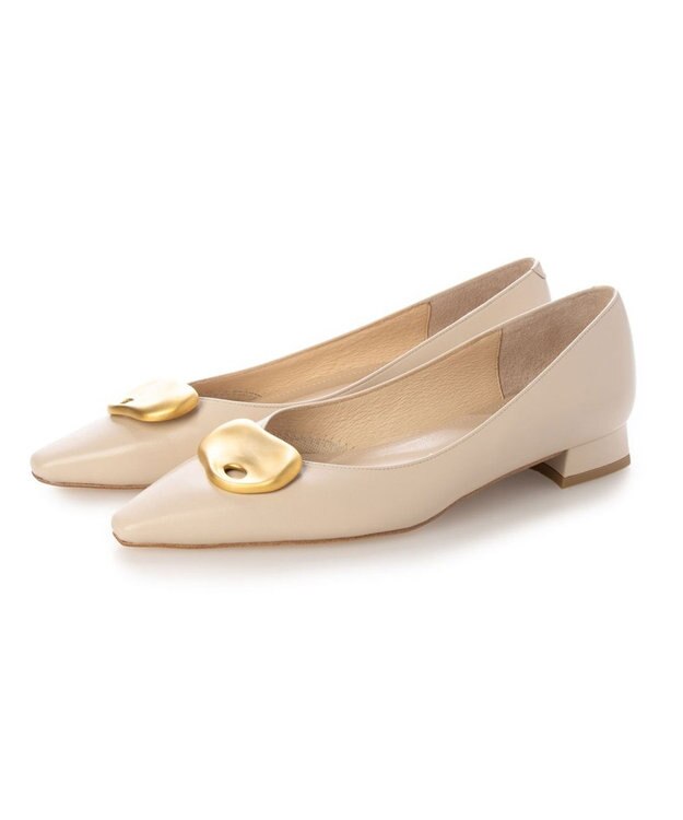 MODE ET JACOMO <MODE ET JACOMO>メタルフラットパンプス アイボリー